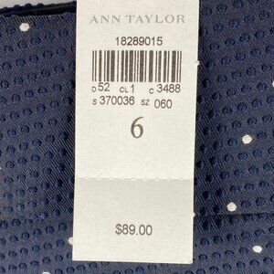 NWT Ann Taylor Navy Blue White Polka Dot Skirt - Womens Sz 6